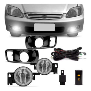 Kit Farol Neblina Milha Civic 1999 2000 Com Grade Preta