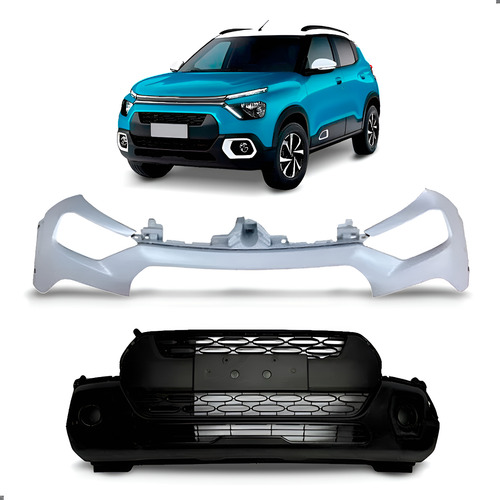 Parachoque Para Citroen C3 2021 A 2025 Superior E Inferior Preto