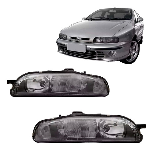 Par Farol Para Fiat Marea 1997 1998 A 2003 Fume Raiado Direito