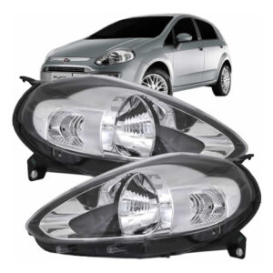 Par Farol Fiat Punto Máscara Cromada 2012 A 2017.