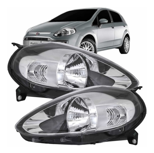 Par Farol Fiat Punto Máscara Cromada 2012 A 2017.
