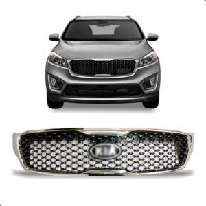 Grade Radiador Para Sorento 2016 A 2018 C/moldura Cromada Preto