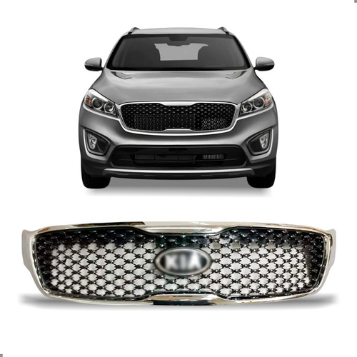 Grade Radiador Para Sorento 2016 A 2018 C/moldura Cromada Preto