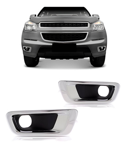 Par Moldura Cromada Farol De Milha S10 2012 2013 2014 2015 Cromado Ambos Lados