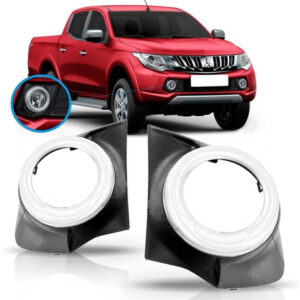 Par Moldura Farol Milha Triton 2016 17 18 19 20 2021 Cinza Preto