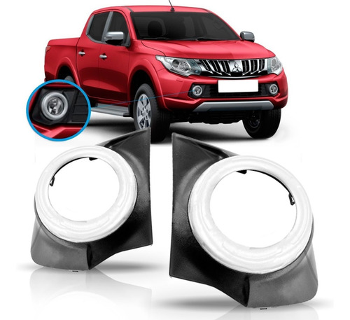 Par Moldura Farol Milha Triton 2016 17 18 19 20 2021 Cinza Preto