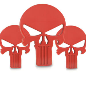 Kit 3 Emblemas Injetado Caveira Justiceiro Pequeno Vermelho