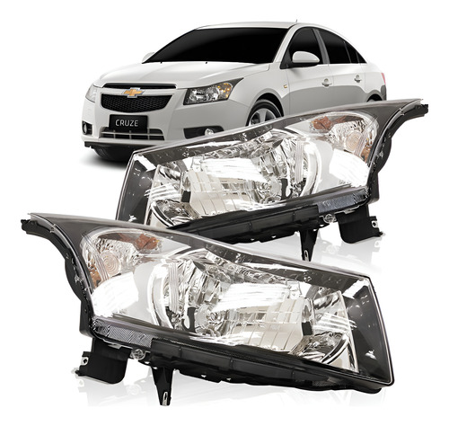 Par Farol Cruze 2011 2012 2013 Moldura Preta Direito E Esquerdo