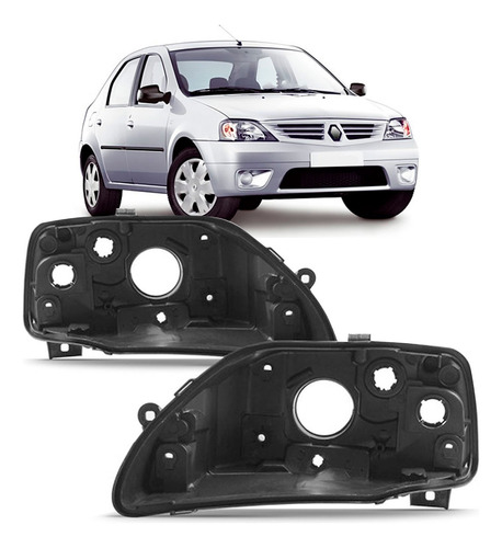 Par Carcaça Farol Dianteiro Logan 2007 2008 2009 2010