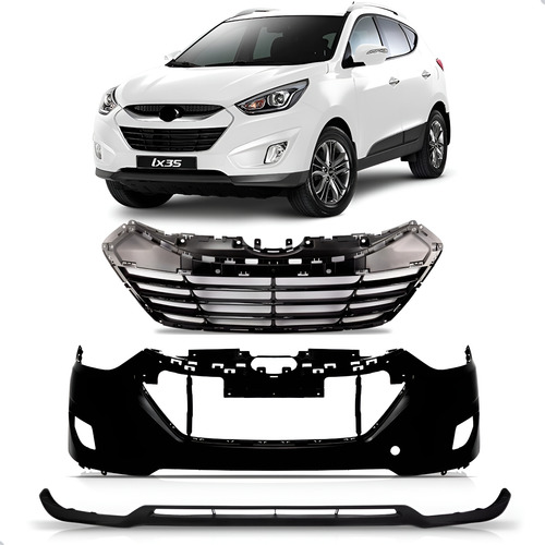 Kit Parachoque Ix35 2010/2015 Com Grade E Spoiler 1a Linha  Preto