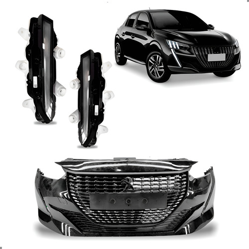 Parachoque Diant. Para Peugeot 208 2020 A 2024 Par Daylight Preto