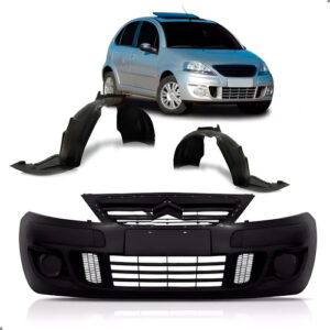 Kit Parachoque Para Citroen C3 2009 2010 A 2012 1a Linha  - Preto
