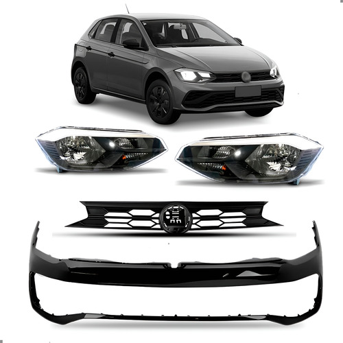 Kit Frente Para Polo Track 2023 2024 2025 2026 Com Par Farol Preto
