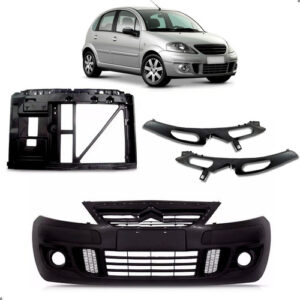Parachoque Para Citroen C3 2009 A 2012 Guias E Painel Sem Ar Preto