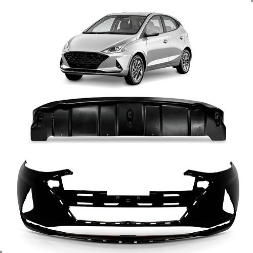 Kit Parachoque Dianteiro Para Hb20 2020 A 2022 Com Defletor Preto