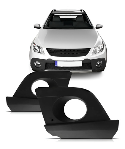 Par Moldura Milha Auxiliar Saveiro Cross 2010 A 2013 C/furo Preto Ambos Os Lados