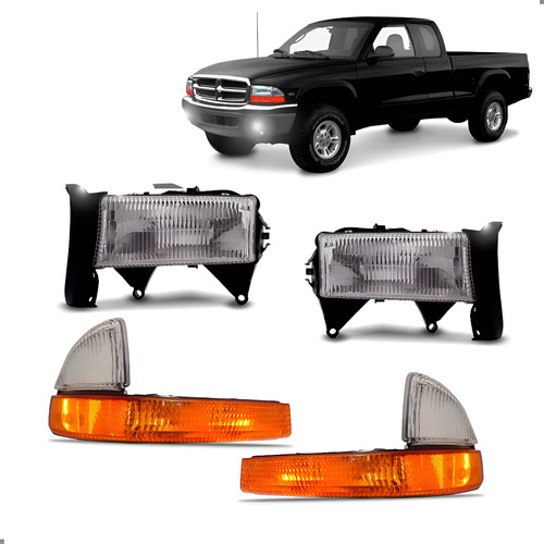 Kit Para Dodge Dakota 1998 A 2004 Farois E Piscas Ambos Lados