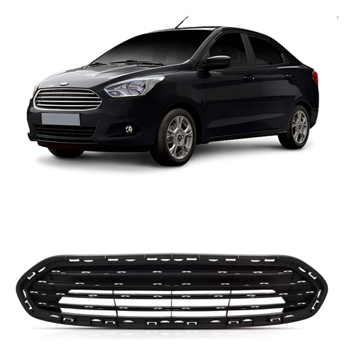 Grade Radiador Para Ford Ka 2015 A 2018 Sem Friso 1a Linha Preto