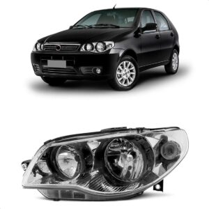 Farol Cromado Palio Celebration Aro Negro 2004 A 2013 Zoião Lado Esquerdo