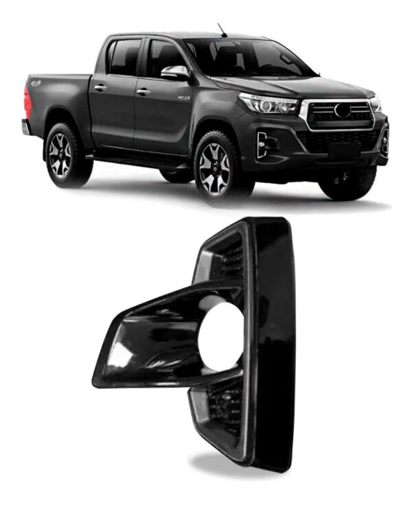 Moldura Milha C/ Furo Hilux Pick-up 2018 A 2020 Black Piano Lado Esquerdo
