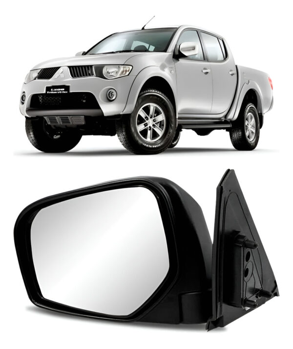 Retrovisor L200 Triton Fixo Capa Cromada 2007 A 2016 Lado Esquerdo