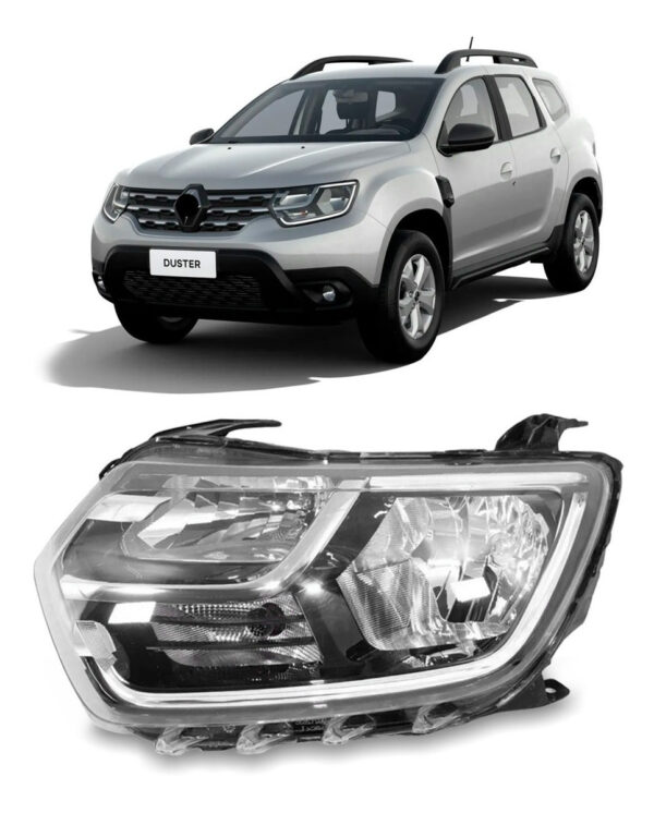 Farol Para Renault Duster 2021 2022 2023 2024 Manual Com Led Lado Esquerdo