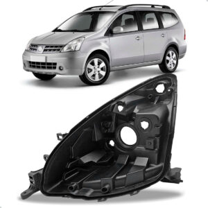 Carcaça Farol Dianteiro Livina 2009 A 2014 Com Regulador Lado Esquerdo