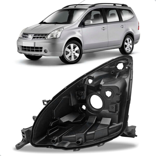 Carcaça Farol Dianteiro Livina 2009 A 2014 Com Regulador Lado Esquerdo