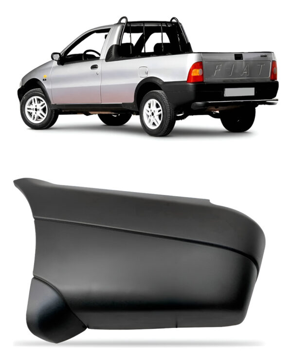 Ponteira Traseira Parachoque Strada 1997 A 2006 Preta Lado Esquerdo