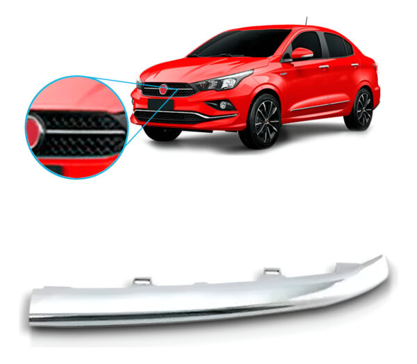 Friso Da Grade Radiador Fiat Cronos 2018 A 2020 Cromado Lado Esquerdo