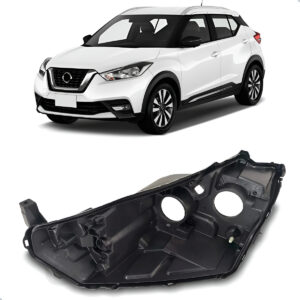 Carcaça Farol Dianteiro Kicks 2017 A 2021 C/ Regulador Lado Esquerdo