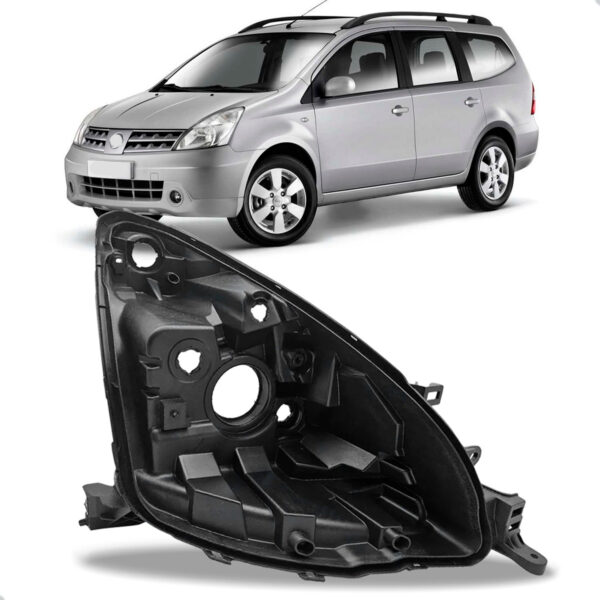 Carcaça Farol Dianteiro Livina 2009 A 2014 Com Regulador Lado Direito