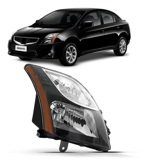 Farol Para Nissan Sentra Fumê 2011 2012 2013 Mascara Negra Lado Direito