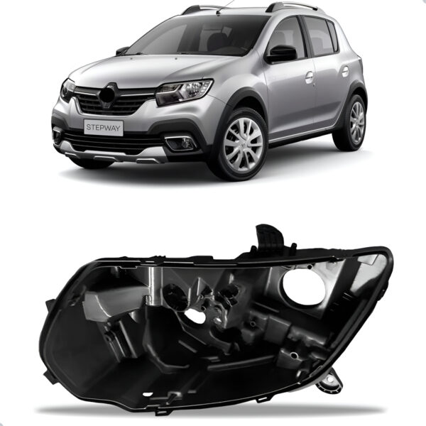 Carcaça Farol Dianteiro Sandero 2020 2021 2022 2023 2024 Lado Esquerdo