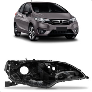 Carcaça Farol Dianteiro Fit 2014 A 2021 Com Regulador Lado Direito