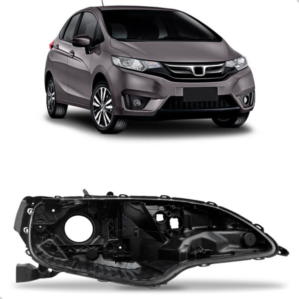 Carcaça Farol Dianteiro Fit 2014 A 2021 Com Regulador Lado Direito