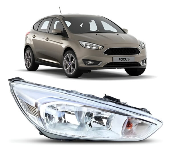 Farol Focus 2015 A 2017 Eletrico Cromado S/led C/projetor Lado Direito