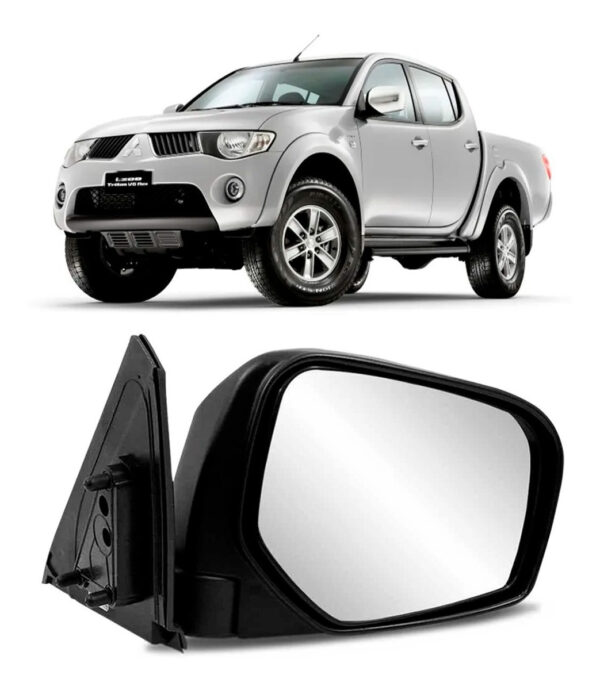 Retrovisor L200 Triton Fixo Capa Cromada 2007 A 2016 Lado Direito