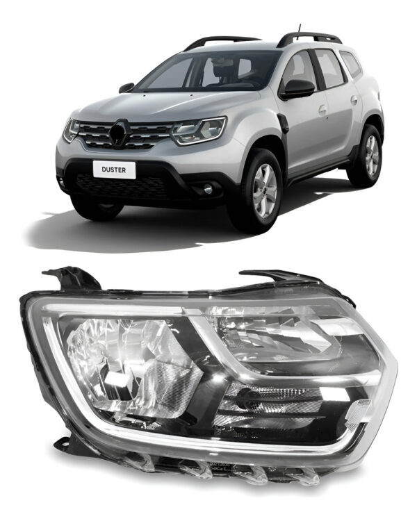 Farol Para Renault Duster 2021 2022 2023 2024 Manual Com Led Lado Direito