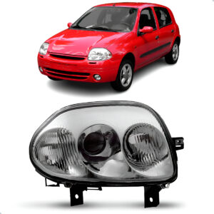 Farol Elétrico Clio 1999 A 2002 Foco Duplo Cromado Sem Motor Lado Direito