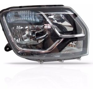 Farol Duster 2015 2016 Manual Preto Com Friso Cromado Lado Direito
