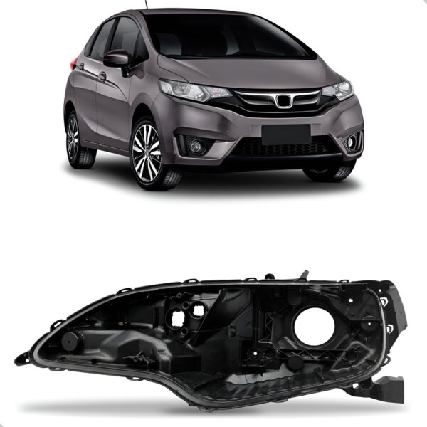 Carcaça Farol Dianteiro Fit 2014 A 2021 Com Regulador Lado Esquerdo