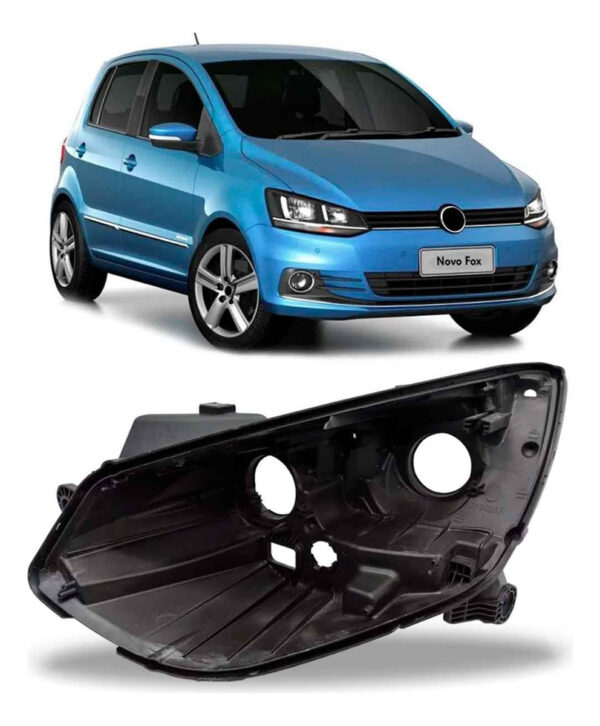 Carcaça Farol Para Vw Fox 2015 2016 2017 2018 2019 A 2022 Lado Esquerdo