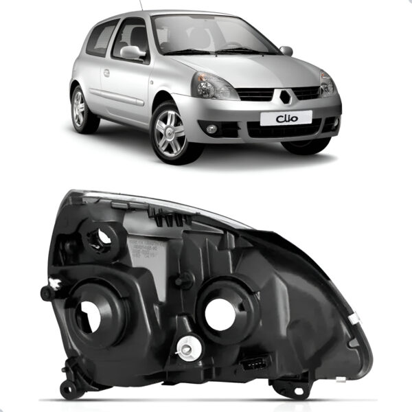 Carcaça Farol Dianteiro Para Renault Clio 2003 A 2011 Lado Esquerdo