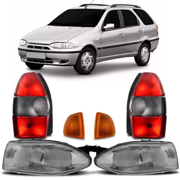 Kit Palio Weekend 97/00 2 Faróis 2 Piscas 2 Lant Traseiras.