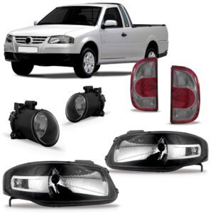 Kit Farol Saveiro G4 Mascara Negra Com Sinaleira Farol Milha