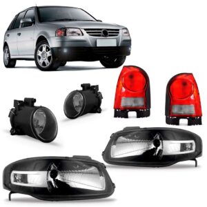 Kit Farol Gol G4 Máscara Negra Com Sinaleira Farol Milha Esquerdo/motorista