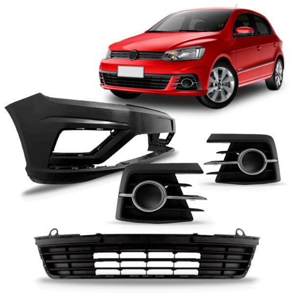 Kit Parachoque Diant Gol Saveiro G7 2016 A 2018 C Molduras Preto