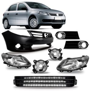 Kit Parachoque Diant Gol Saveiro G5 Farol C Grade E Molduras Preto