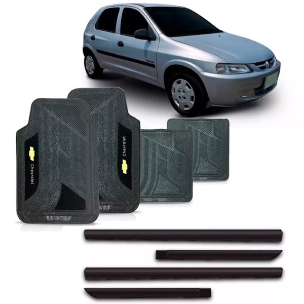 Friso Lateral Chevrolet Celta 2000 A 2005 4p + Jogo Tapete